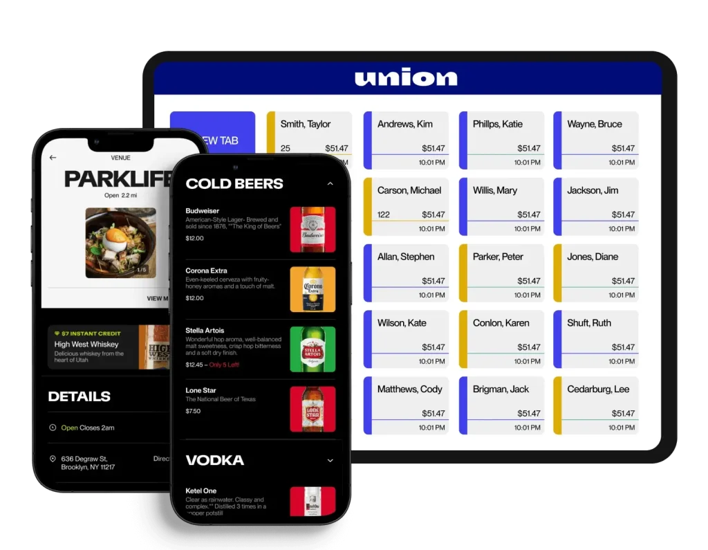 Union POS platform for tabs, digital menus and guest ordering.